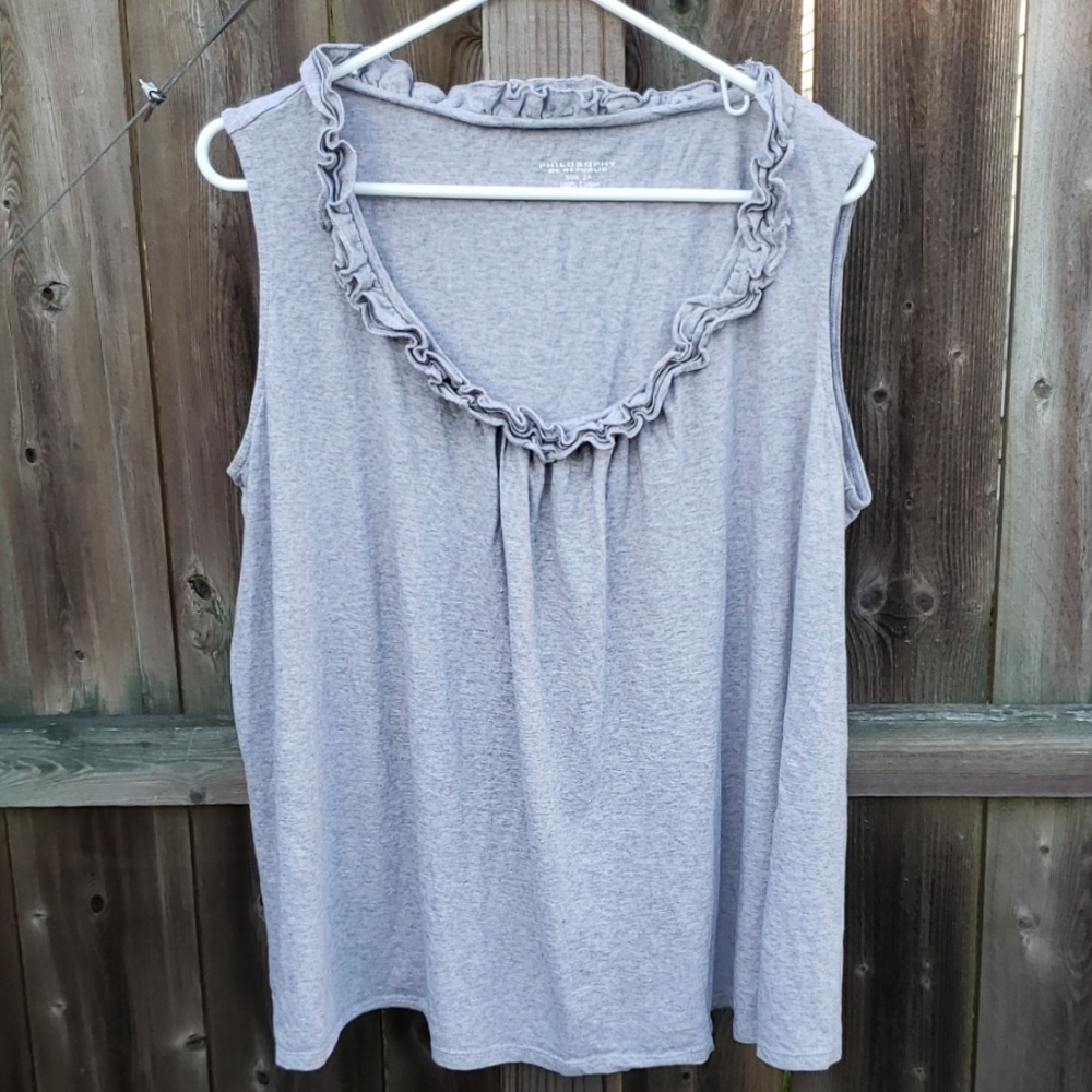 Gray Ruffle Tank Top by Philosophy by Republic